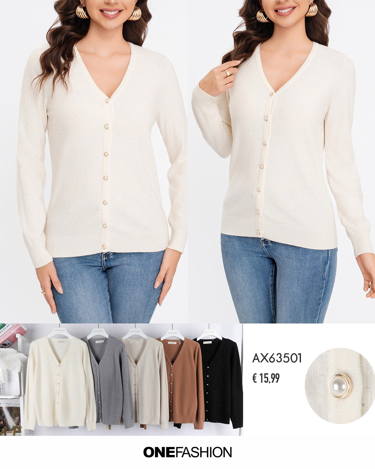 CARDIGAN BASIC CON SCOLLO A V