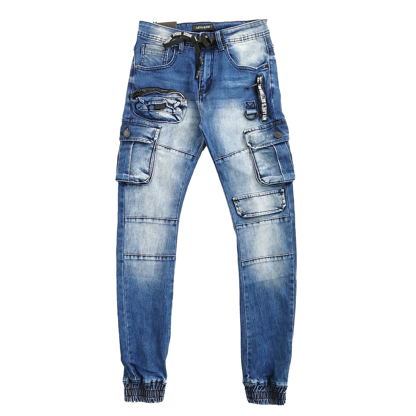 JEANS UOMO MULTITASCHE CON DETTAGLI A CONTRASTO