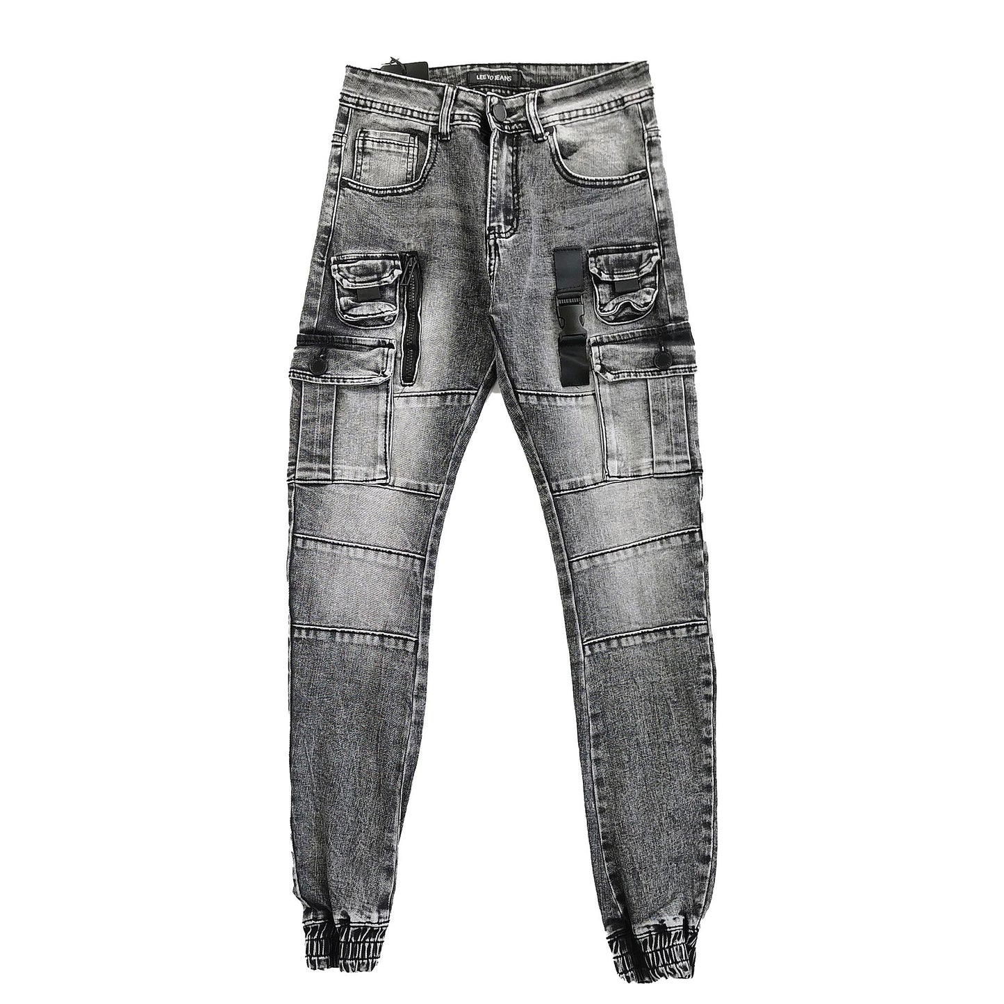 JEANS UOMO CARGO CON PATCH E ZIP