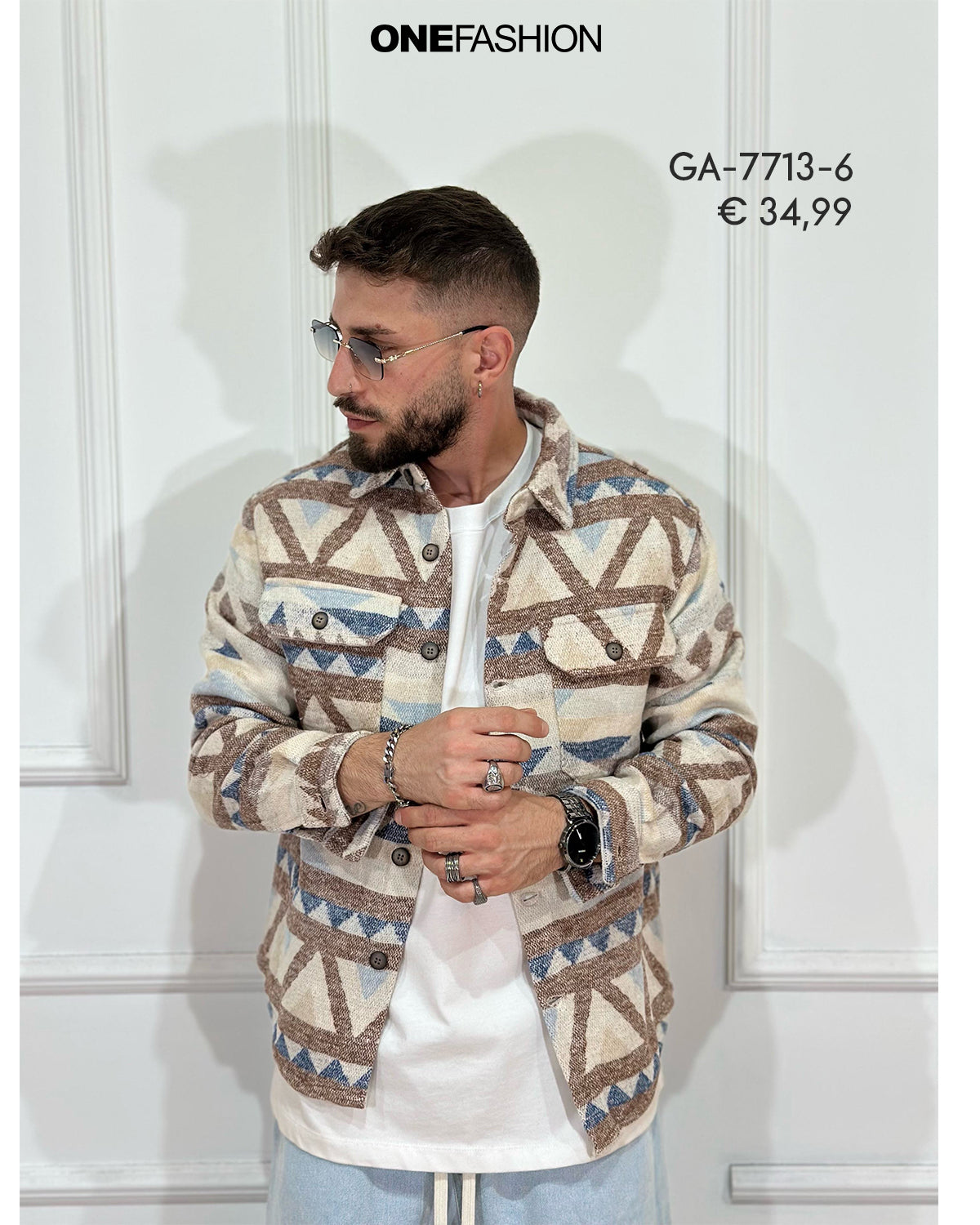 GIACCA UOMO MOTIVO GEOMETRICO CHIARO