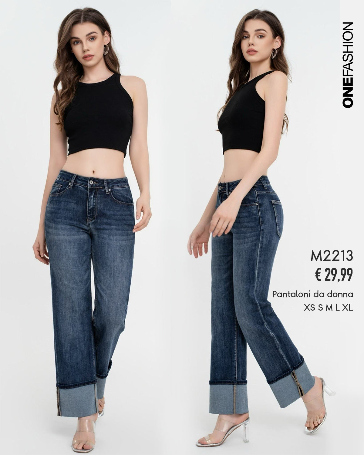 JEANS GAMBA LARGA CHIARO