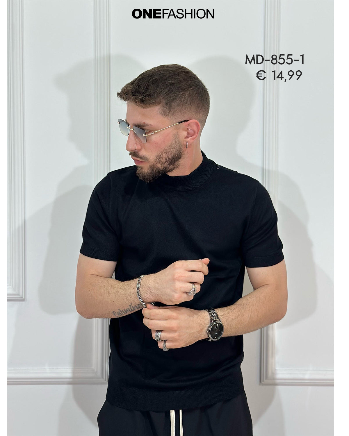 T-SHIRT UOMO SLIM CON DETTAGLIO COLLO ALTO