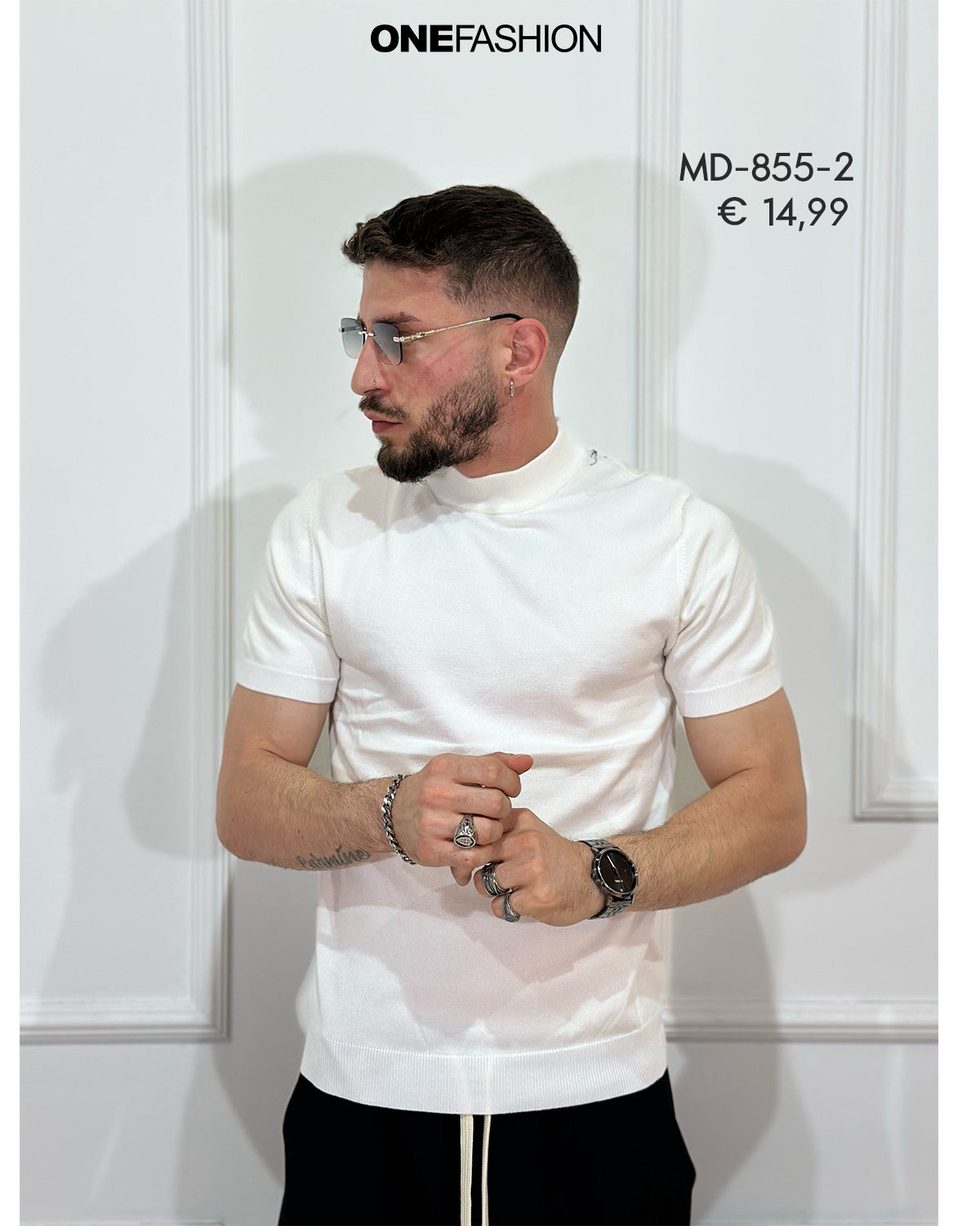 T-SHIRT UOMO SLIM CON DETTAGLIO COLLO ALTO