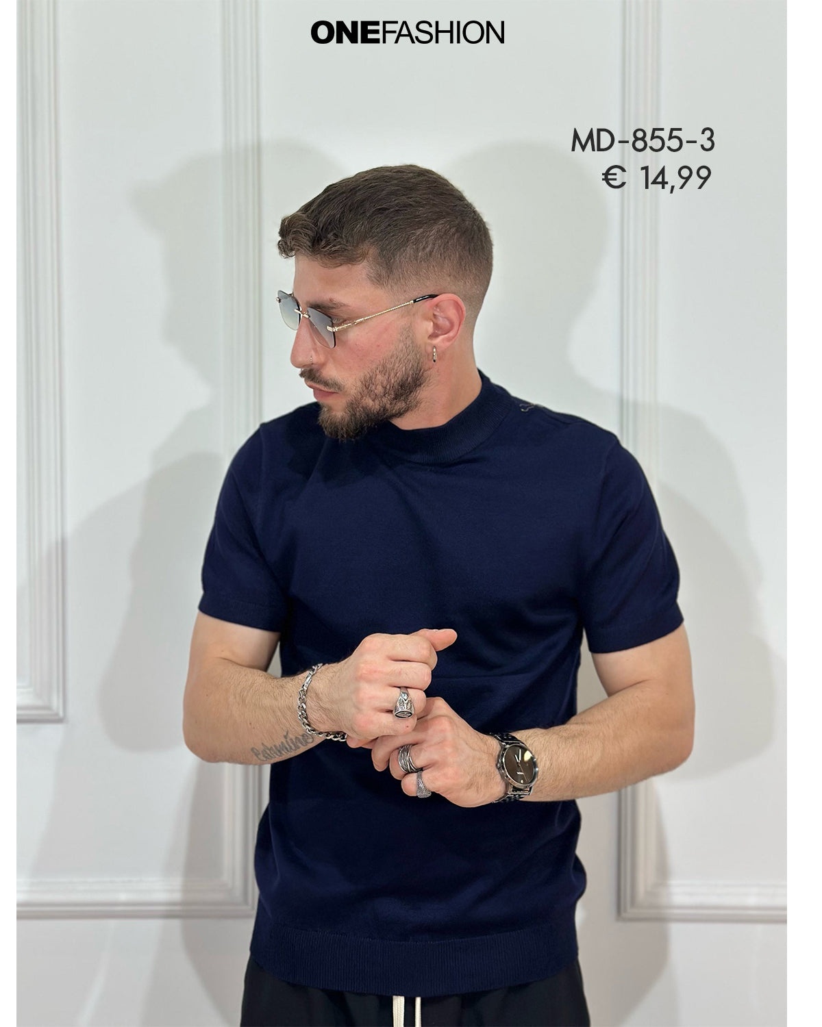 T-SHIRT UOMO SLIM CON DETTAGLIO COLLO ALTO