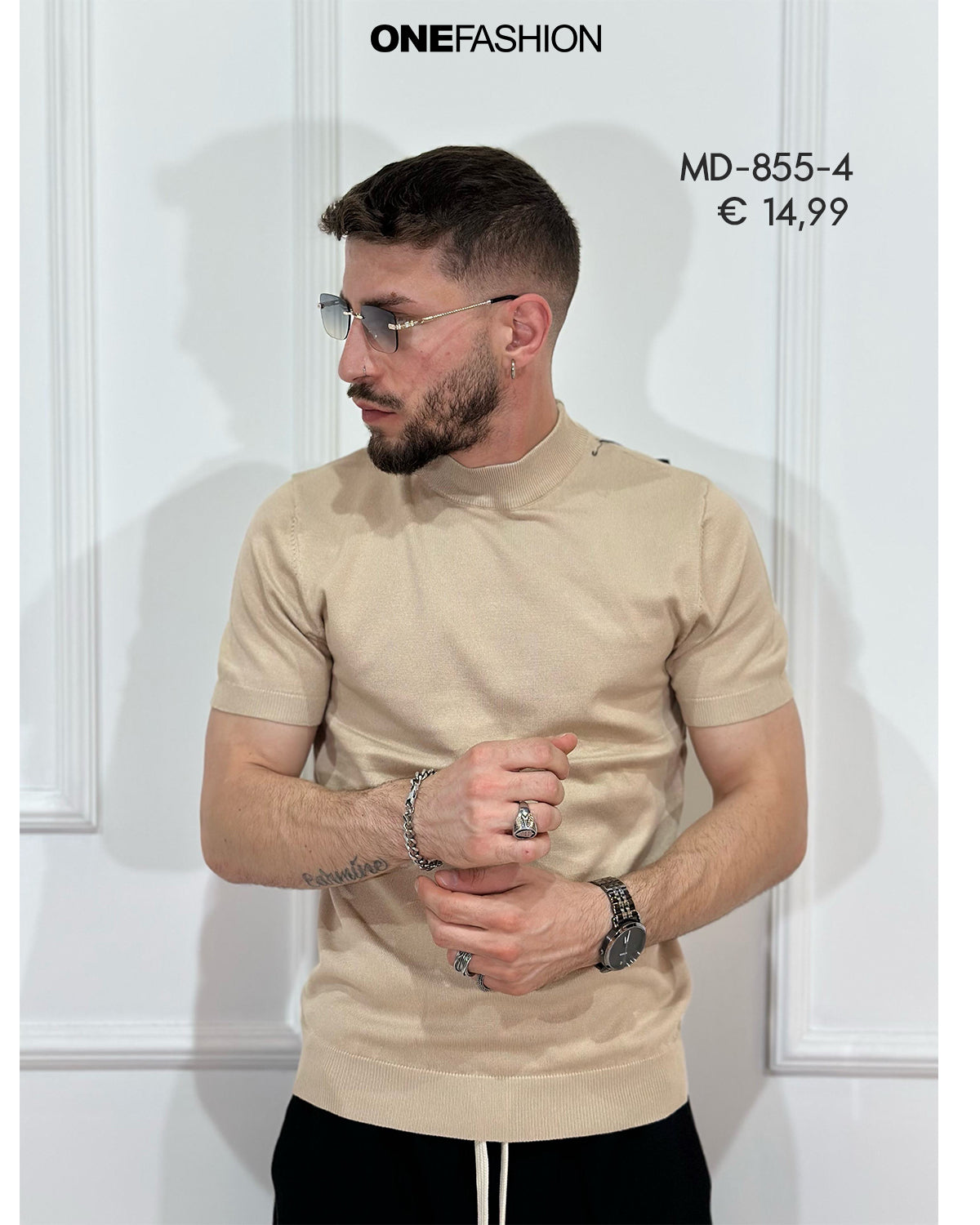 T-SHIRT UOMO SLIM CON DETTAGLIO COLLO ALTO