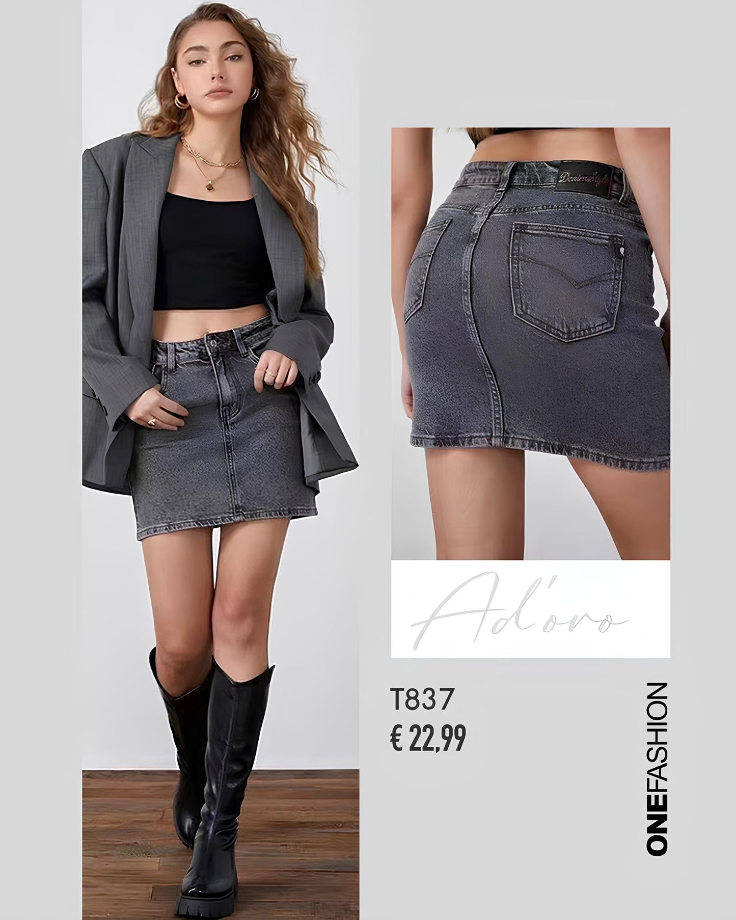 MINIGONNA DENIM LAVAGGIO GRIGIO VINTAGE