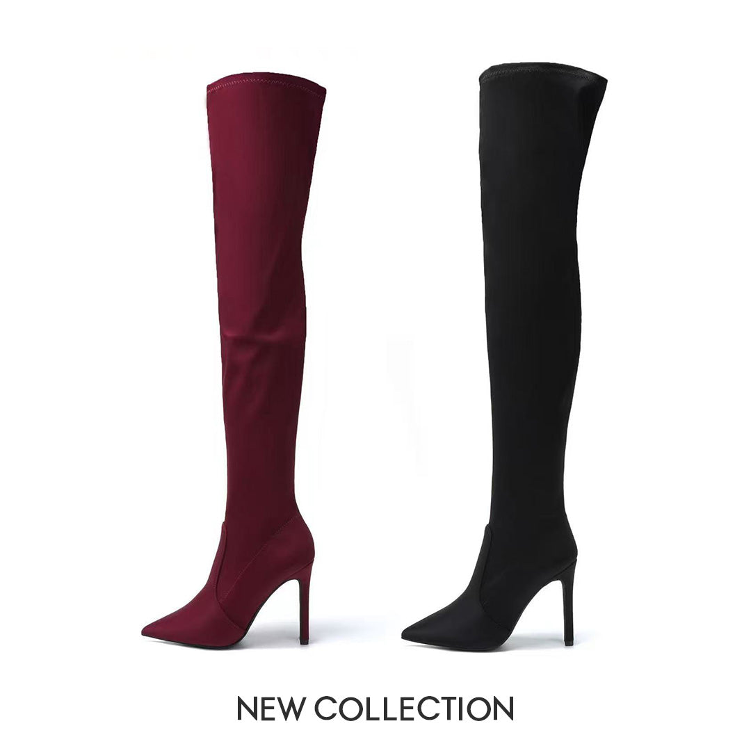 STIVALI DONNA OVERKNEE STRETCH CON TACCO A SPILLO