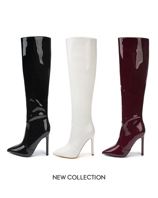 STIVALI ALTI IN VERNICE