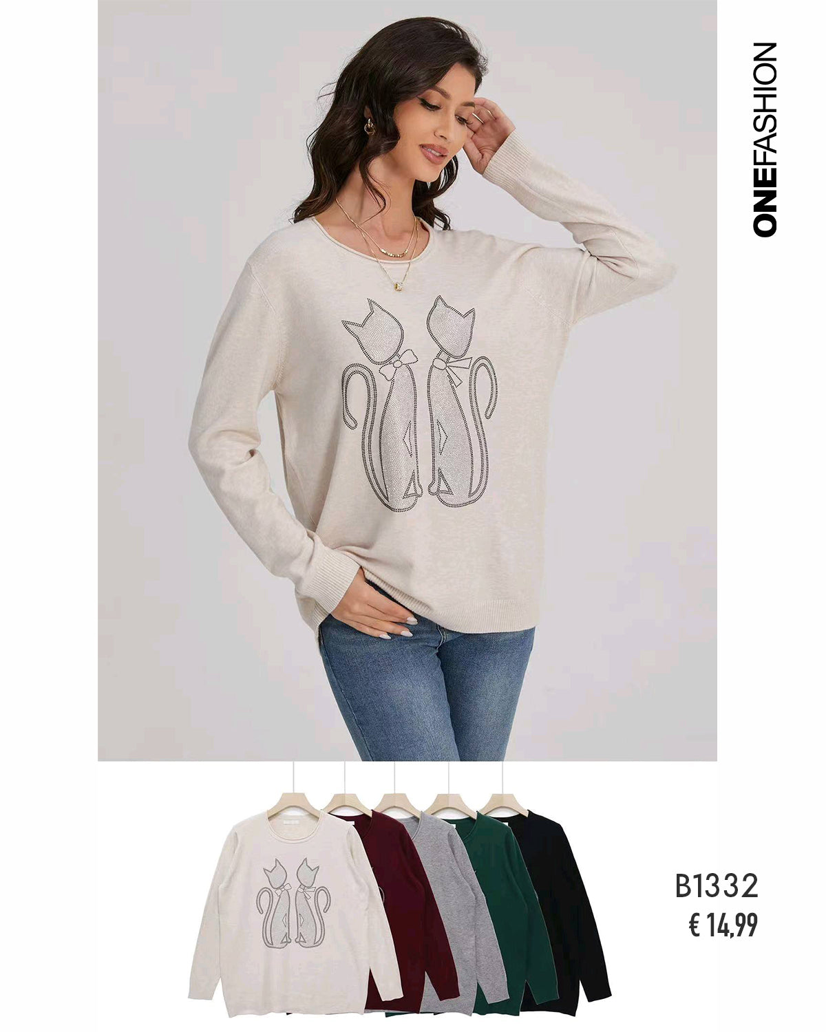MAGLIA CON GATTI BRILLANTI
