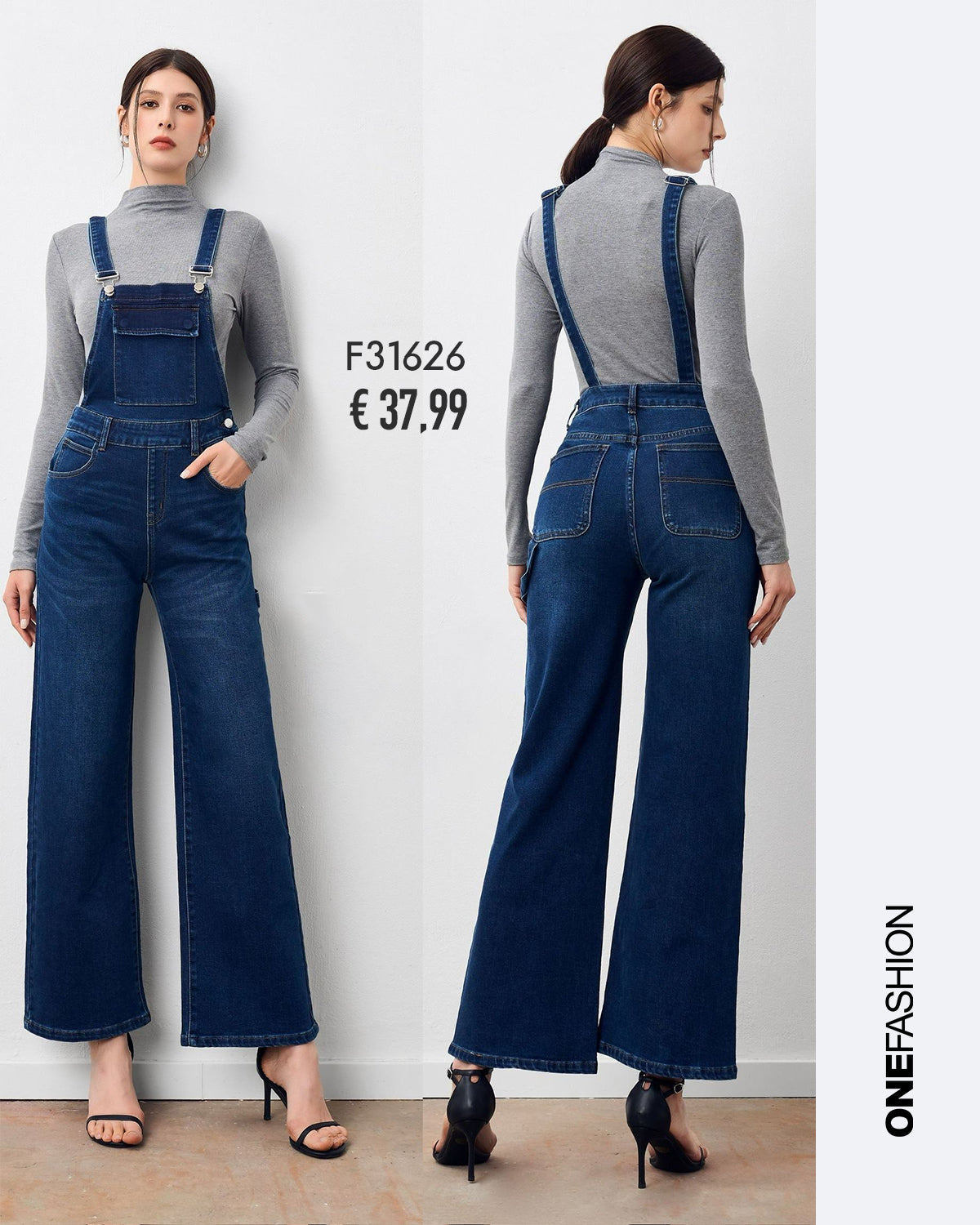 SALOPETTE DENIM A GAMBA LARGA