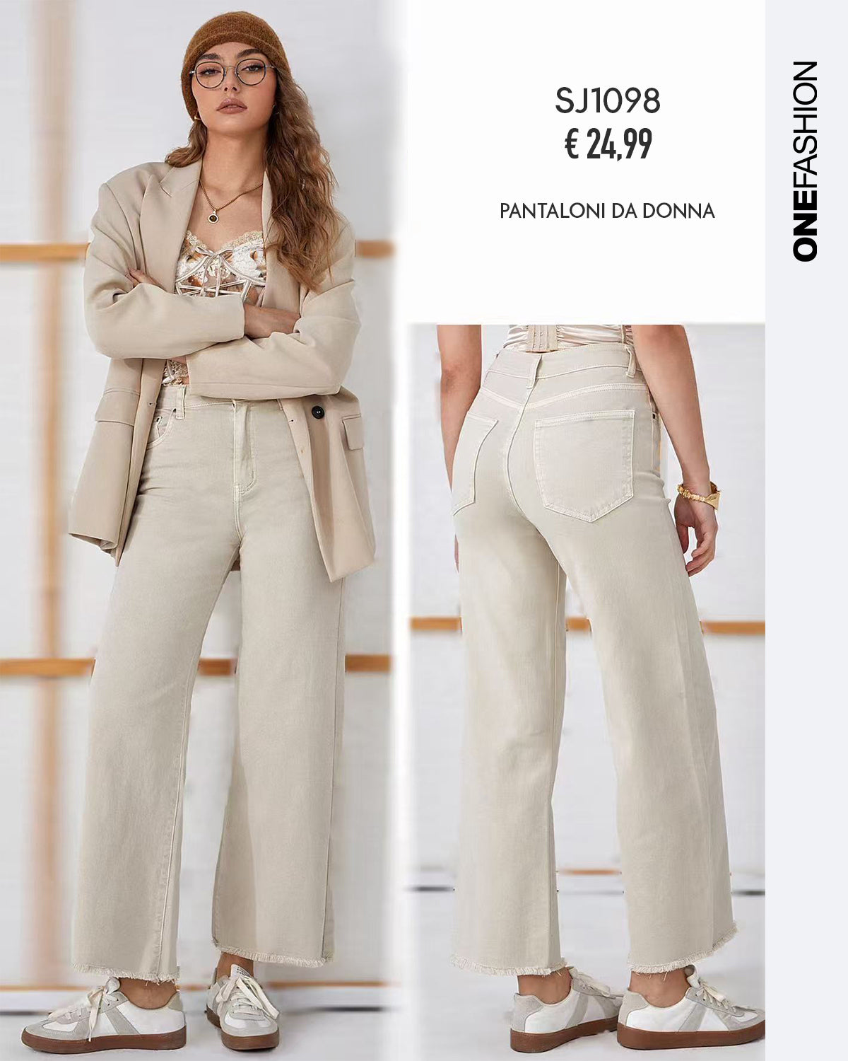 JEANS CROPPED ÉCRU