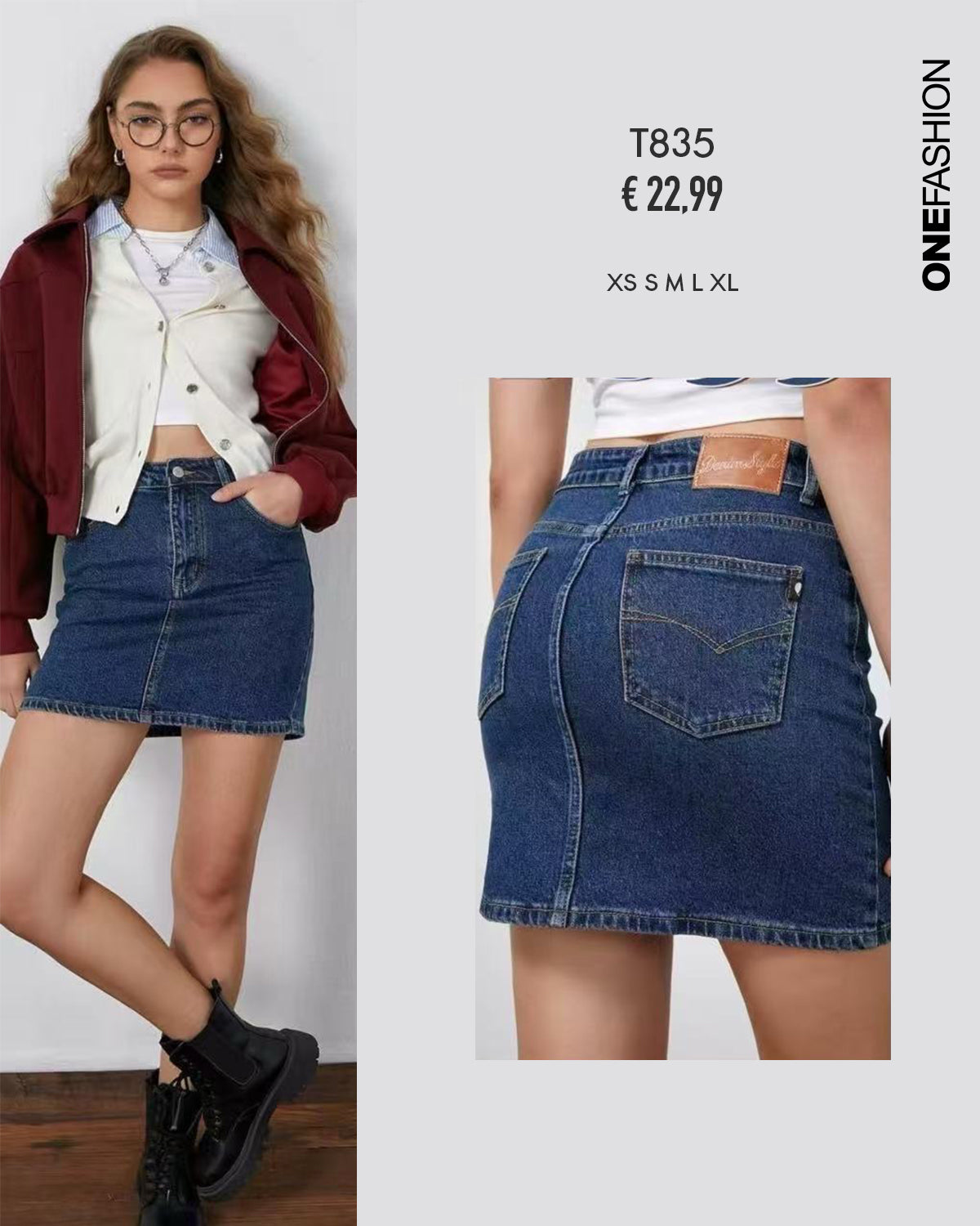 DENIM MINI A VITA ALTA
