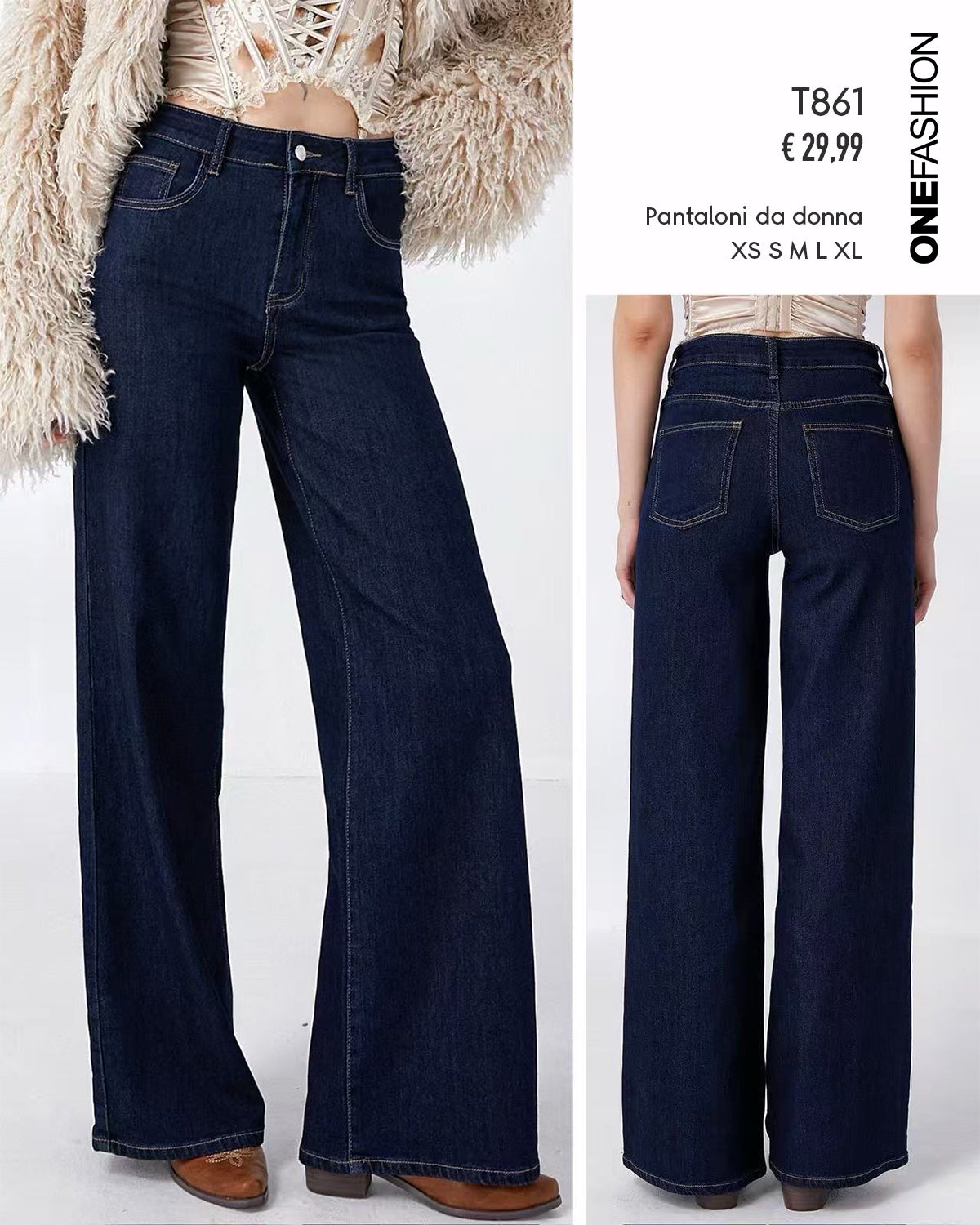 JEANS WIDE LEG DENIM SCURO