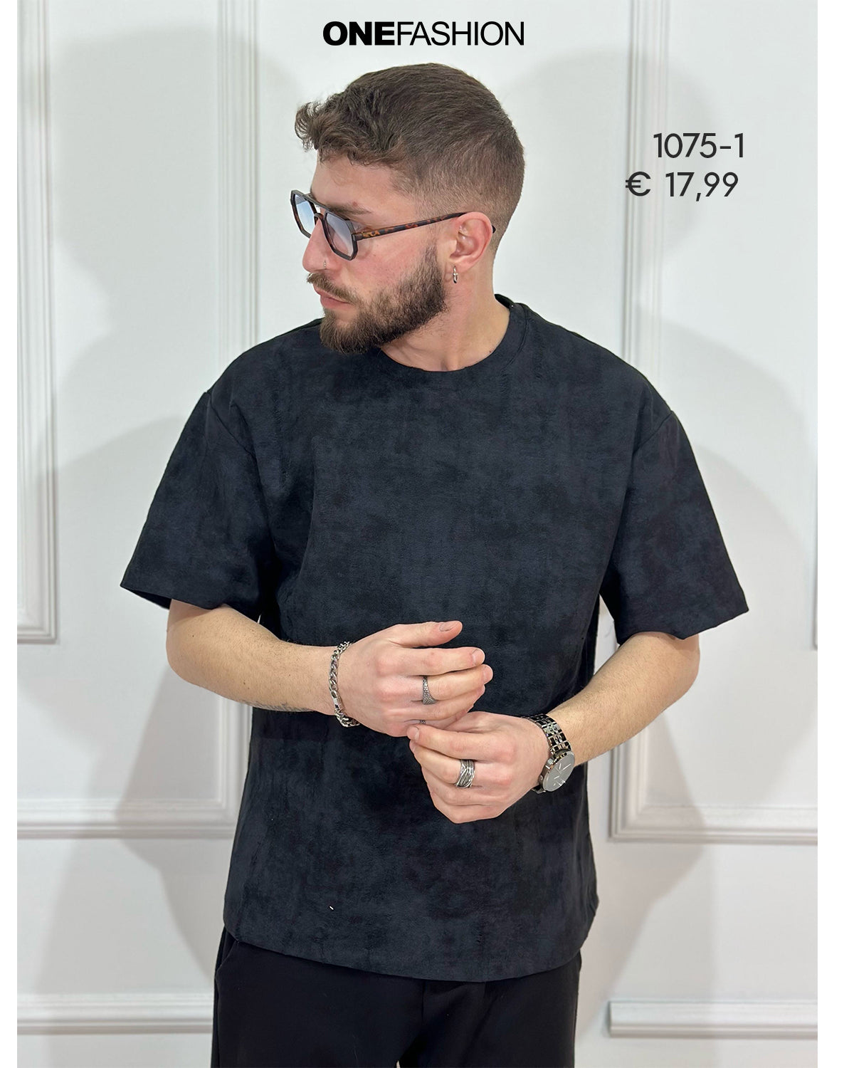 T-SHIRT UOMO STAMPA EFFETTO FUMÉ NERO