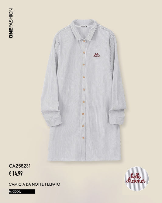 CAMICIA DA NOTTE FELPATA RIGHE