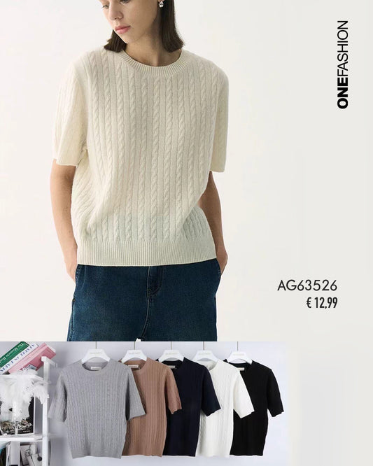 MAGLIA TRECCE A MEZZA MANICA