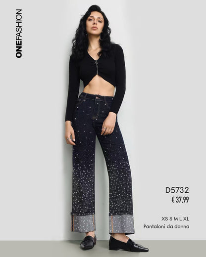 JEANS STRAIGHT CON STRASS