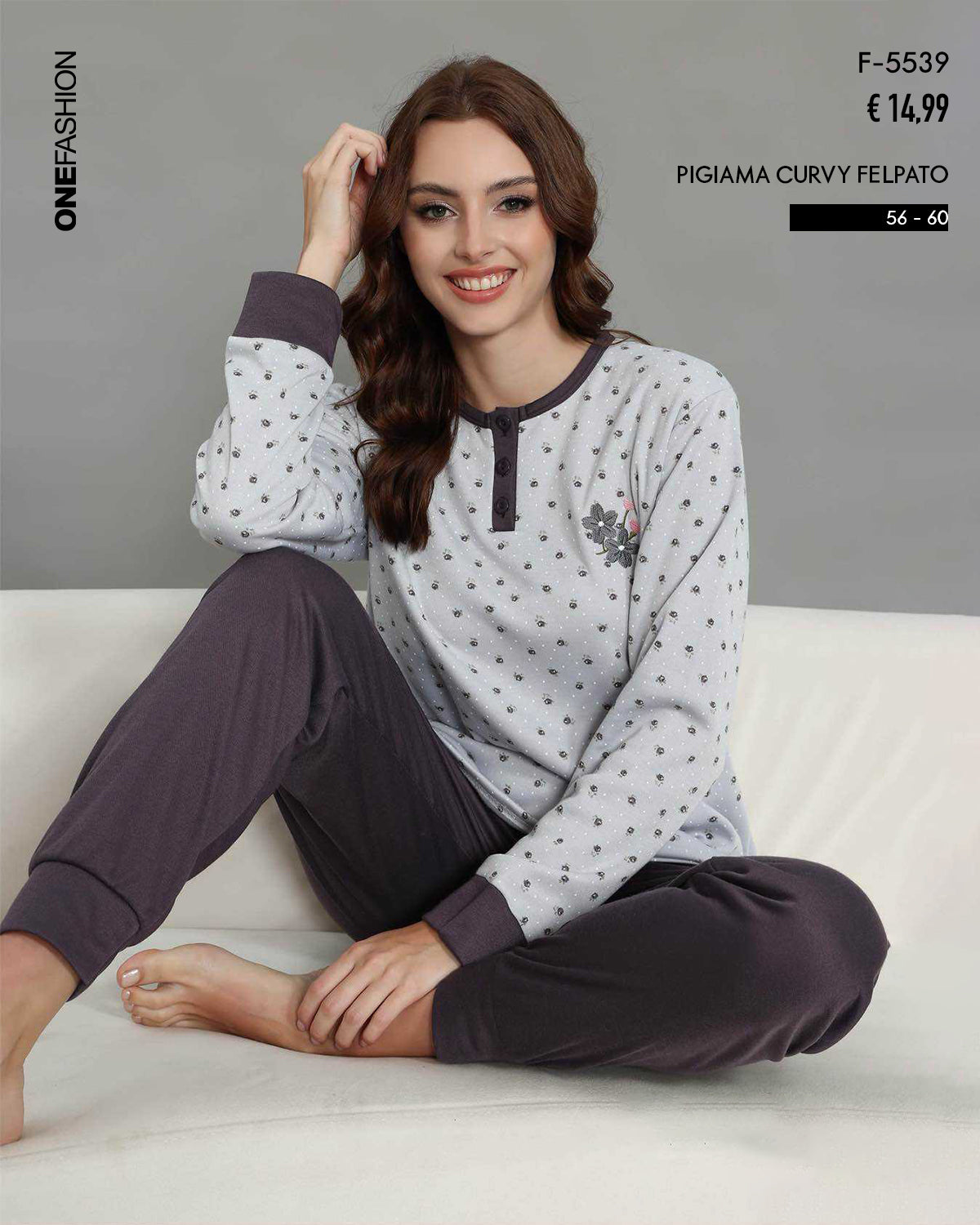 PIGIAMA CURVY FELPATO STAMPATO
