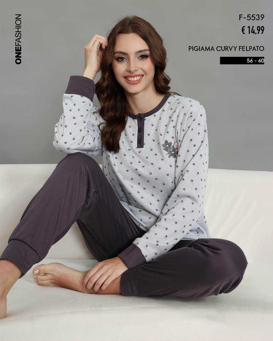 PIGIAMA CURVY FELPATO STAMPATO