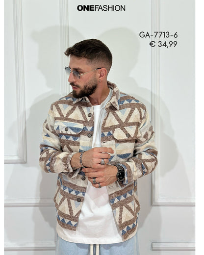 GIACCA UOMO MOTIVO GEOMETRICO CHIARO