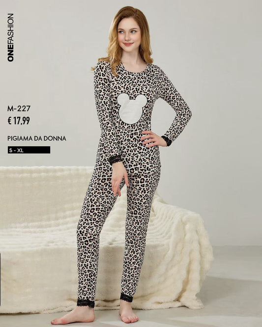 PIGIAMA DONNA 100% COTONE STAMPA ORSETTI