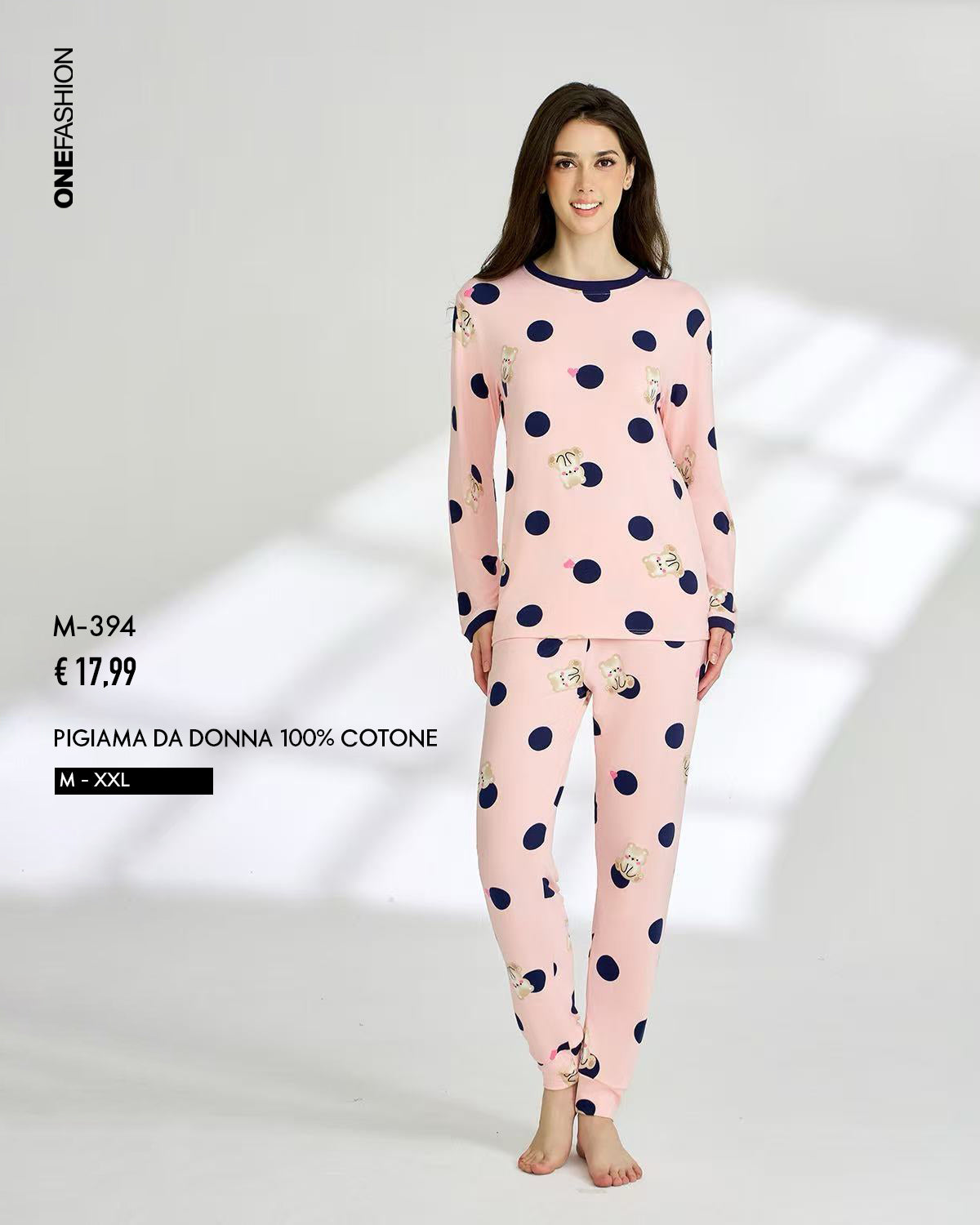 PIGIAMA DONNA 100% COTONE POIS