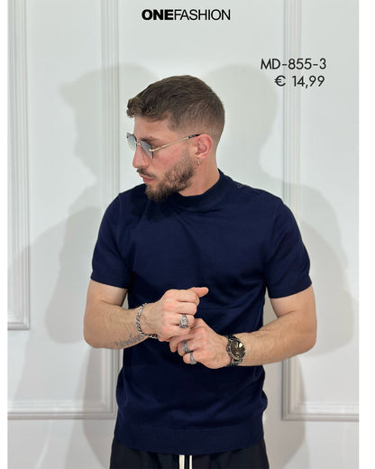 T-SHIRT UOMO SLIM CON DETTAGLIO COLLO ALTO