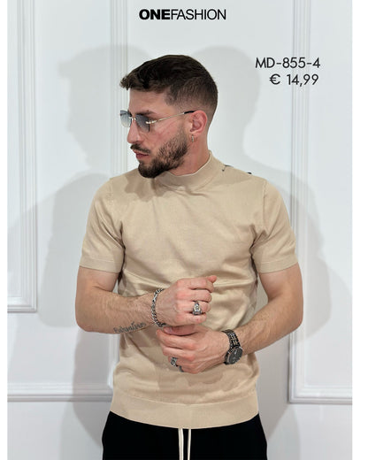 T-SHIRT UOMO SLIM CON DETTAGLIO COLLO ALTO