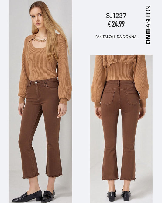 JEANS FLARE MARRONE