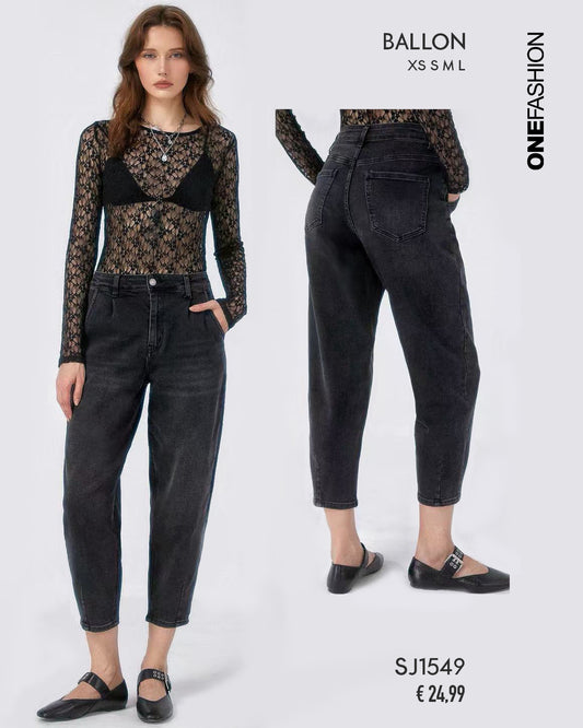 JEANS BALLOON FIT NERO DELAVÉ