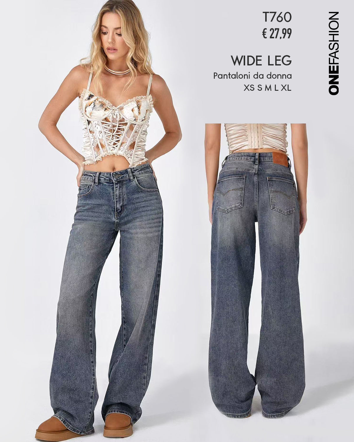 JEANS WIDE LEG VINTAGE WASH