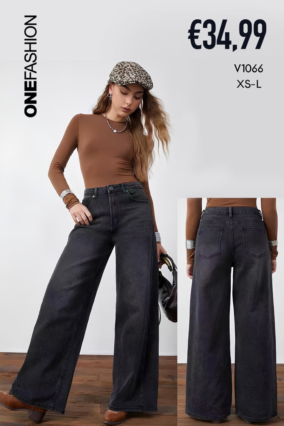 JEANS PALAZZO LAVAGGIO NERO