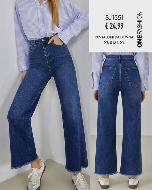 JEANS CROPPED CON FRANGE